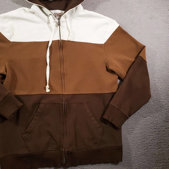 Vintage Kirra Hoodie Womens Extra Large Brown White Striped Full Zip Skater Punk - Picture 7 of 14